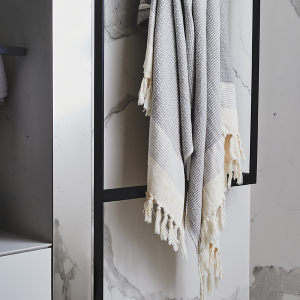 Light Grey and White Loom Towel