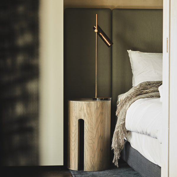 Side table throw and bed